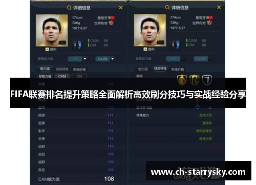FIFA联赛排名提升策略全面解析高效刷分技巧与实战经验分享